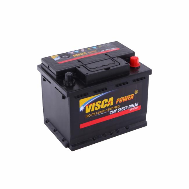 Auto Electrical System |  Maintenance Free Car Battery 55559 12V 55ah (MF DIN55) Visca Power Sealed Lead Acid Battery Factory Supply