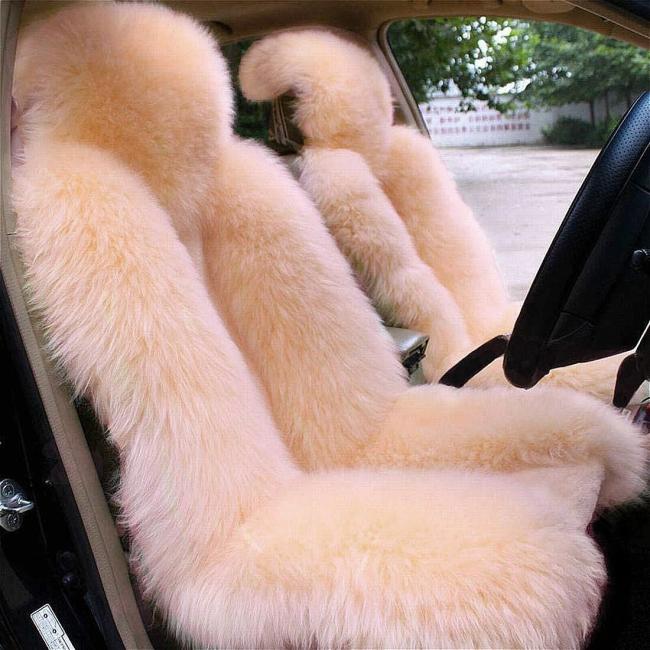 Car Decoration |  Promotional High Quality Genuine Australian Wool Car Cushions Luxury Sheepskin Car Seat Cover