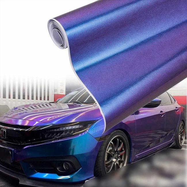 Car Decoration |  Purple Blue Chameleon Glossy Vinyl Car Wrap Sticker Car Body Films Sticker Decal Roll Self Adhesive Film