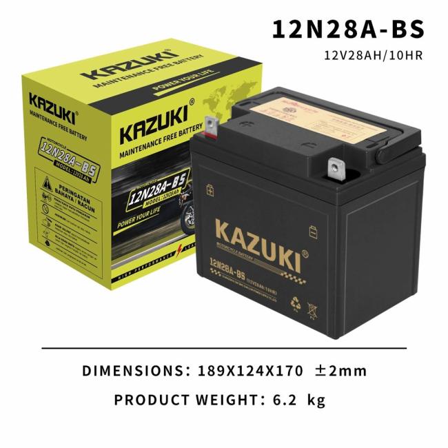 Motorcycle Battery |  Kazuki OEM/ODM 12V28ah Maintenance-Free Lead Acid Battery for Motorcycle/Boat/Power-Tool/Pack