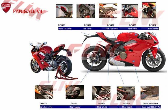 Motorcycle Body Parts |  Full Set of Carbon Fiber Motorcycle Accessory Parts for Ducati Panigale V4