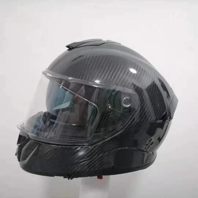 Motorcycle Helmets |  Bright Black Full Face Vintage Retro Helmet Motorcycle Carbon Fiber Custom Helmet